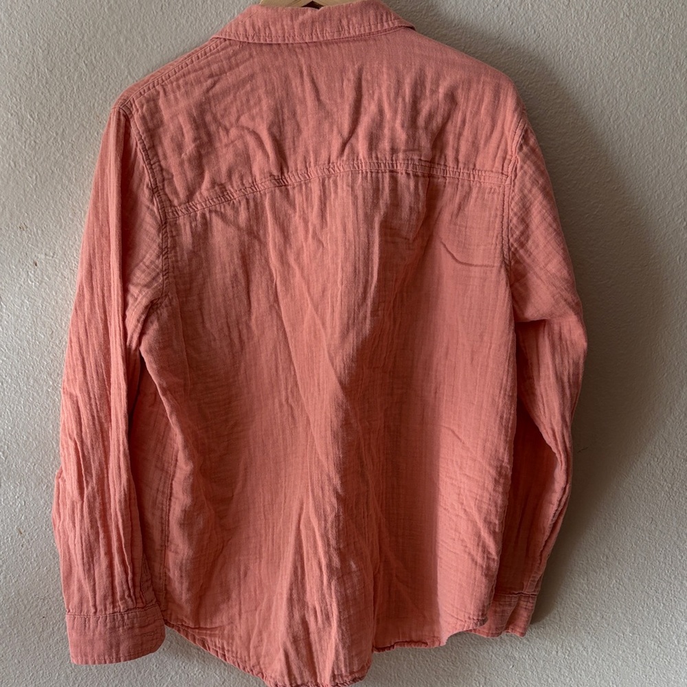 Pastel Orange/Coral Button Down Shirt 100% Cotton Lightweight Casual Top XL - Picture 4 of 9